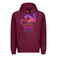 Burgundy earth day 50th anniversary pink flamingos sunset silhouette Premium Hoodie - linhVisuals