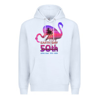 White earth day 50th anniversary pink flamingos sunset silhouette Premium Hoodie - linhVisuals