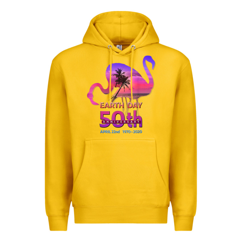 Earth Day 50th Anniversary Pink Flamingos Sunset Silhouette Premium Hoodie by linhVisuals | Teevron