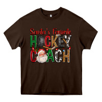 Chocolate Brown Santa's Favorite Hockey Coach For Christmas Heavy Core Tee - FaDigitalArtStudio