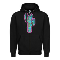Black Western Turquoise Cactus Zipper Hoodie - RanaPortraitStore