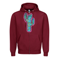 Burgundy Western Turquoise Cactus Zipper Hoodie - RanaPortraitStore