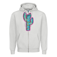 Dove Grey Western Turquoise Cactus Zipper Hoodie - RanaPortraitStore