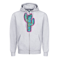 Heather Grey Western Turquoise Cactus Zipper Hoodie - RanaPortraitStore