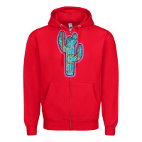 Red Western Turquoise Cactus Zipper Hoodie - RanaPortraitStore