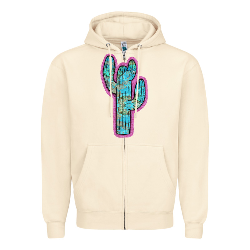 Western Turquoise Cactus Zipper Hoodie by RanaPortraitStore | Teevron