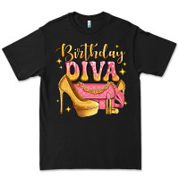 Black birthday diva pink and gold glitter Premium Tee - LillyAllenDesigns