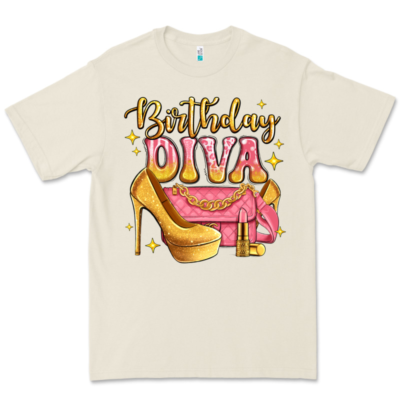 Birthday Diva Pink And Gold Glitter Premium Tee by LillyAllenDesigns | Teevron