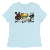 Baby Blue peace love ostrich Ladies Tee - LillyAllenDesigns