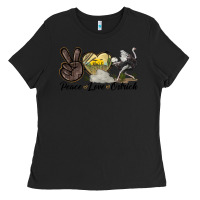 Black peace love ostrich Ladies Tee - LillyAllenDesigns