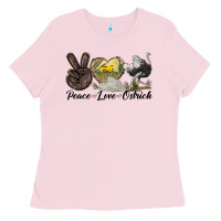 Bubblegum Pink peace love ostrich Ladies Tee - LillyAllenDesigns