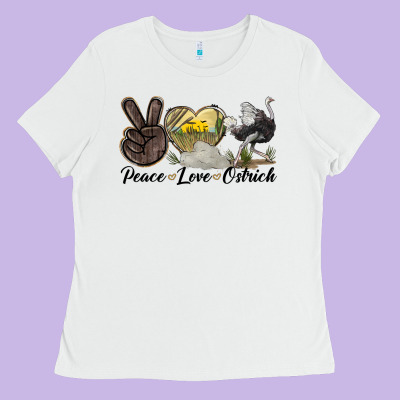 Peace Love Ostrich Ladies Tee Designed By Lillyallendesigns
