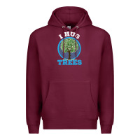 Burgundy i hug trees tree hugger environmentalist gift Premium Hoodie - linhVisuals