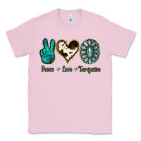 Bubblegum Pink Peace Love Turquoise Classic Tee - Jasminsmagicworld