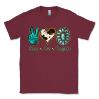 Burgundy Peace Love Turquoise Classic Tee - Jasminsmagicworld