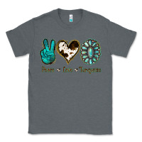 Charcoal Heather Peace Love Turquoise Classic Tee - Jasminsmagicworld