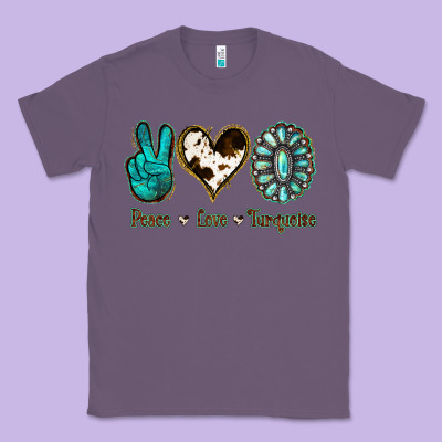 Peace Love Turquoise Classic Tee Designed By Jasminsmagicworld