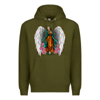 Army Green Angel Wing Lady of Guadalupe Premium Hoodie - Jasminsmagicworld