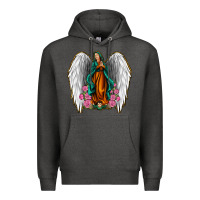 Charcoal Heather Angel Wing Lady of Guadalupe Premium Hoodie - Jasminsmagicworld