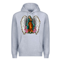 Heather Grey Angel Wing Lady of Guadalupe Premium Hoodie - Jasminsmagicworld