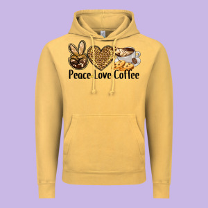 Peace Love Coffee Vintage Hoodie Designed By Barkaloodesign