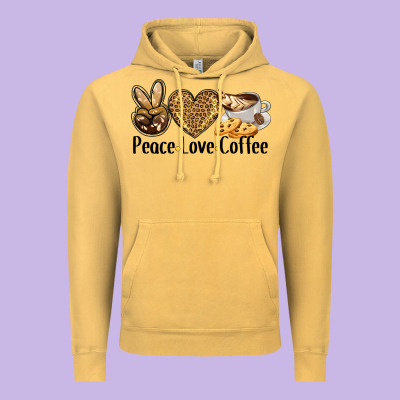 Peace Love Coffee Vintage Hoodie Designed By Barkaloodesign