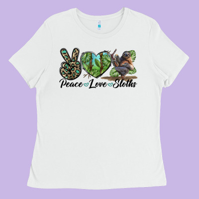 Peace Love Sloths Ladies Tee Designed By Lillyallendesigns