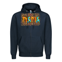 Navy Leopard Sunflower Mama Zipper Hoodie - RanaPortraitStore