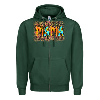 Sports Green Leopard Sunflower Mama Zipper Hoodie - RanaPortraitStore
