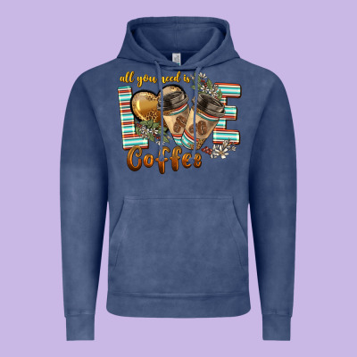 All You Need Is Love Coffee Vintage Hoodie Designed By Barkaloodesign