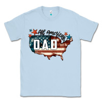 Dusty Blue All american dad Classic Tee - FaDigitalArtStudio