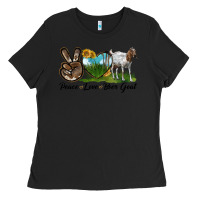 Black peace love boer goat Ladies Tee - LillyAllenDesigns