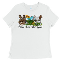 White peace love boer goat Ladies Tee - LillyAllenDesigns