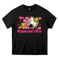 Black My first valentine's day unicorn Heavy Core Tee - FaDigitalArtStudio