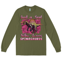 Army Green just a girl who loves baby spinosaurus Long Sleeve Tee - Artiststas