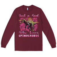 Burgundy just a girl who loves baby spinosaurus Long Sleeve Tee - Artiststas