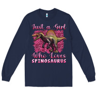 Navy just a girl who loves baby spinosaurus Long Sleeve Tee - Artiststas