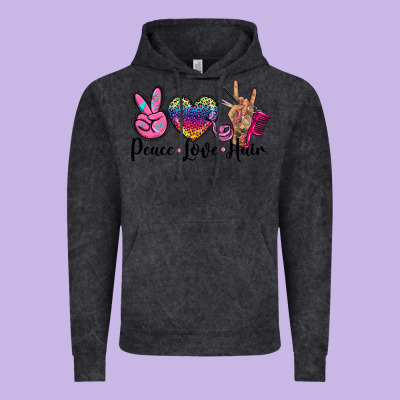Peace Love Hair Vintage Hoodie Designed By Barkaloodesign