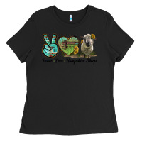 Black Peace Love Hampshire Sheep Ladies Tee - LillyAllenDesigns