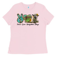 Bubblegum Pink Peace Love Hampshire Sheep Ladies Tee - LillyAllenDesigns