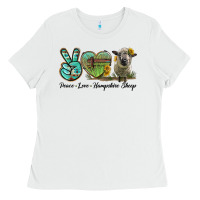 White Peace Love Hampshire Sheep Ladies Tee - LillyAllenDesigns