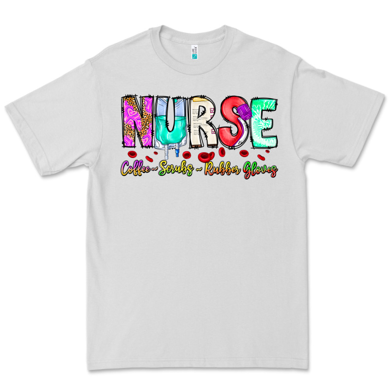 Nurse Coffee Scrubs Rubber Gloves Premium Tee by CowhideDigitalArt | Teevron