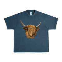 Midnight Navy highland cow Urban Heavy Tee - RanaPortraitStore