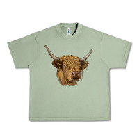 Oil Green highland cow Urban Heavy Tee - RanaPortraitStore