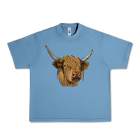 Pebble Blue highland cow Urban Heavy Tee - RanaPortraitStore