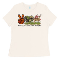 Bone Peace Love White Tailed Buck Deer Ladies Tee - LillyAllenDesigns