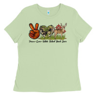 Matcha Peace Love White Tailed Buck Deer Ladies Tee - LillyAllenDesigns