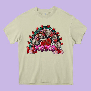 Skull Xoxo Rainbow Valentine's Day Heavy Core Tee Designed By Fadigitalartstudio