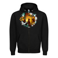Black Horsehide Texas Map Cowboys Flag Zipper Hoodie - RanaPortraitStore