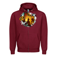 Burgundy Horsehide Texas Map Cowboys Flag Zipper Hoodie - RanaPortraitStore